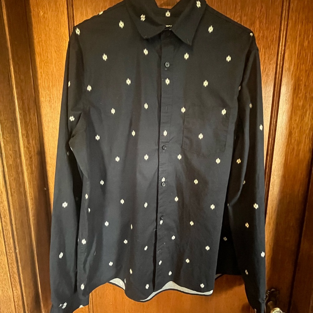 Men's Dark Blue Patterned Shirt